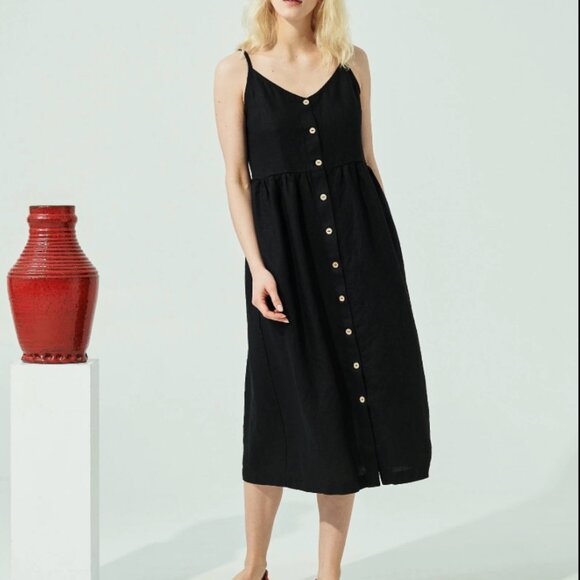 notPERFECTLINEN - SARAH button down slip linen dress - Picture 4 of 5